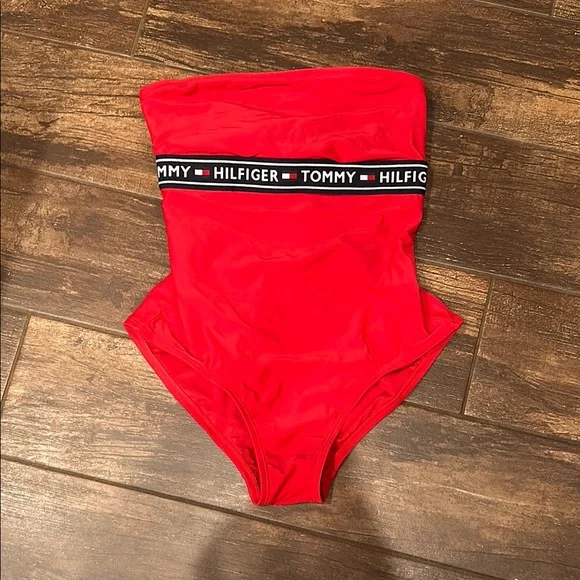 Tommy Hilfiger Strapless Red Swimsuit - Picture 1 of 4